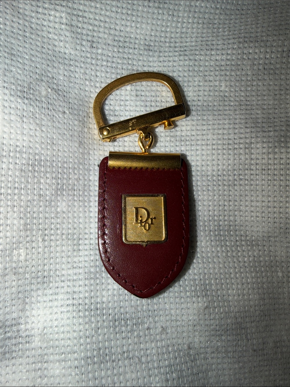 Vintage Dior Red Leather Keychain with Gold Hardware